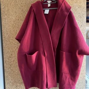 Free People All I Need Cozy Hooded Duster in Deep Red
